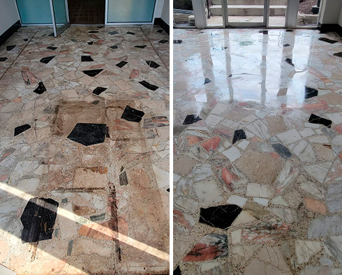 Marble Floor Before and After Our Stone Cleaning in Chicago, IL