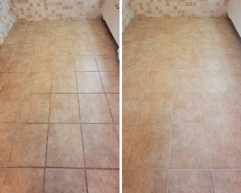 Bathroom Before and After Our Grout Recoloring in Western Springs, IL