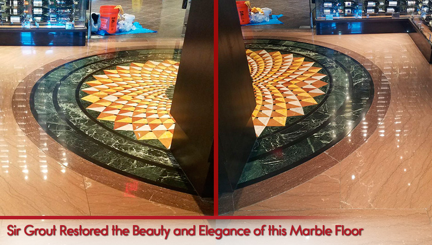 Before and After Picture of a Floor Stone Polishing in Chicago, IL