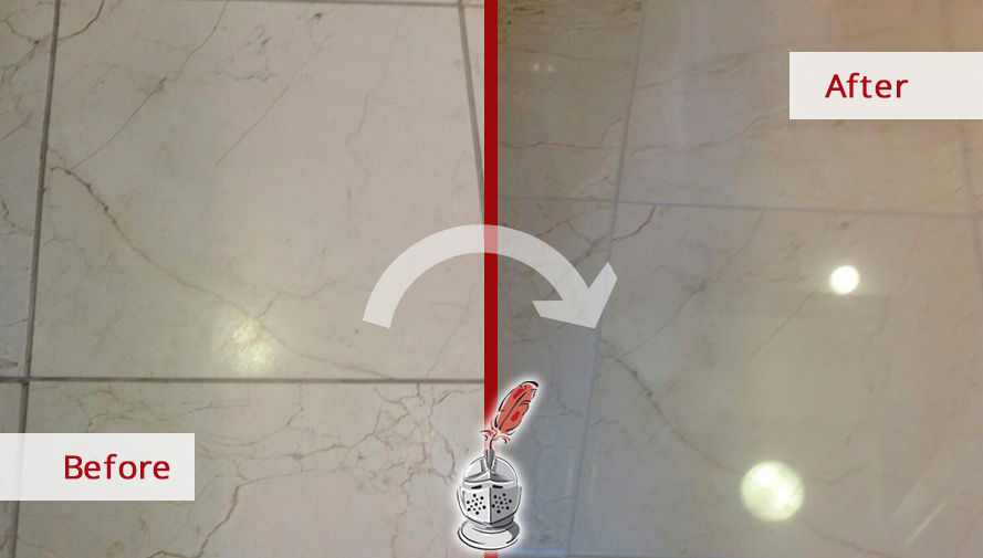 Before and after Picture of This High-Quality Job Done in Chicago, Il, to Restore the Shine on These Marble Surfaces