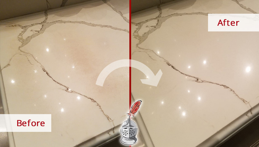 Quartz Countertop Before and After a Stone Polishing Job in Chicago, IL