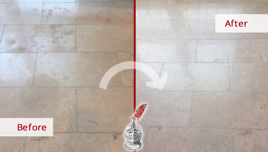 Marble Floor Before and After a Stone Cleaning Service in Chicago, IL