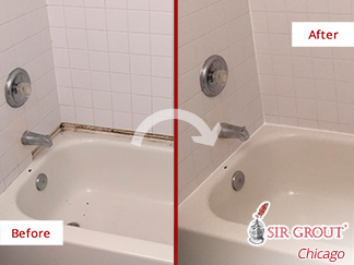 Before and After Picture of a Caulking Service in Park Ridge, IL