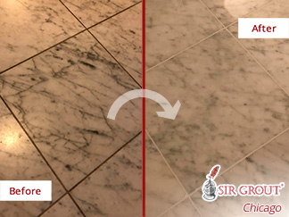 Before and After Picture of a Stone Sealing Service in Lakeview, IL