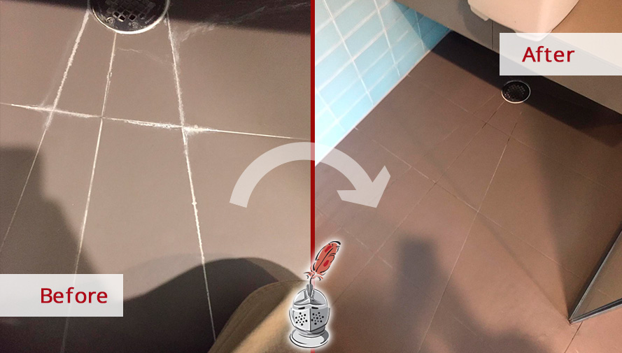 Image of a Shower Floor Before and After a Tile Sealing in Lakeview, IL