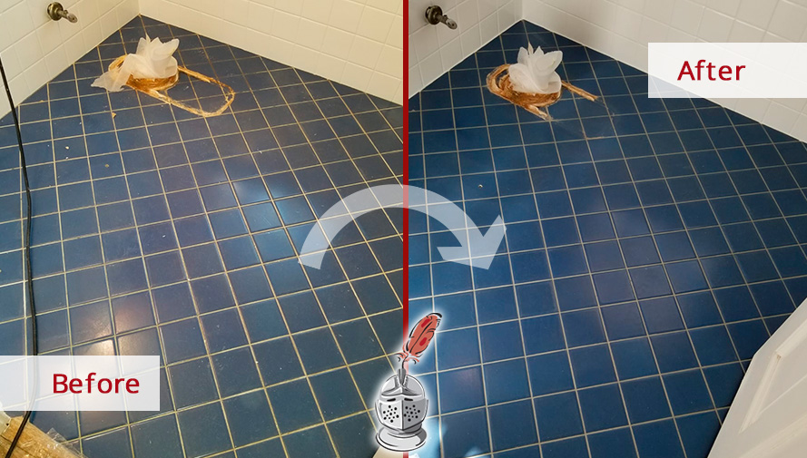 Image of a Shower Floor After a Professional Grout Cleaning in Chicago