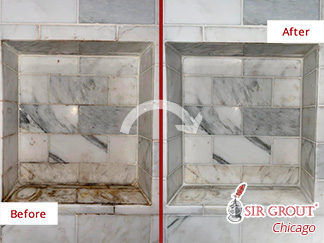 Picture of a Marble Surface Before and After a Stone Cleaning in Hinsdale, IL