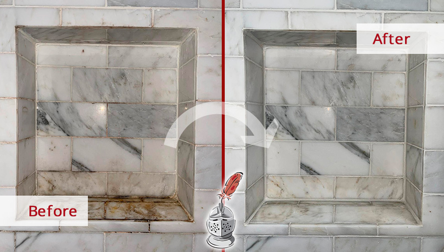 Image of a Marble Surface Before and After a Superb Stone Cleaning in Hinsdale, IL