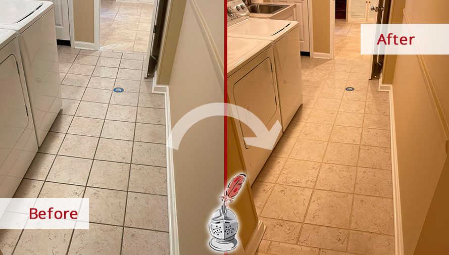Image of a Floor Before and After a Professional Grout Cleaning in Park Ridge, IL