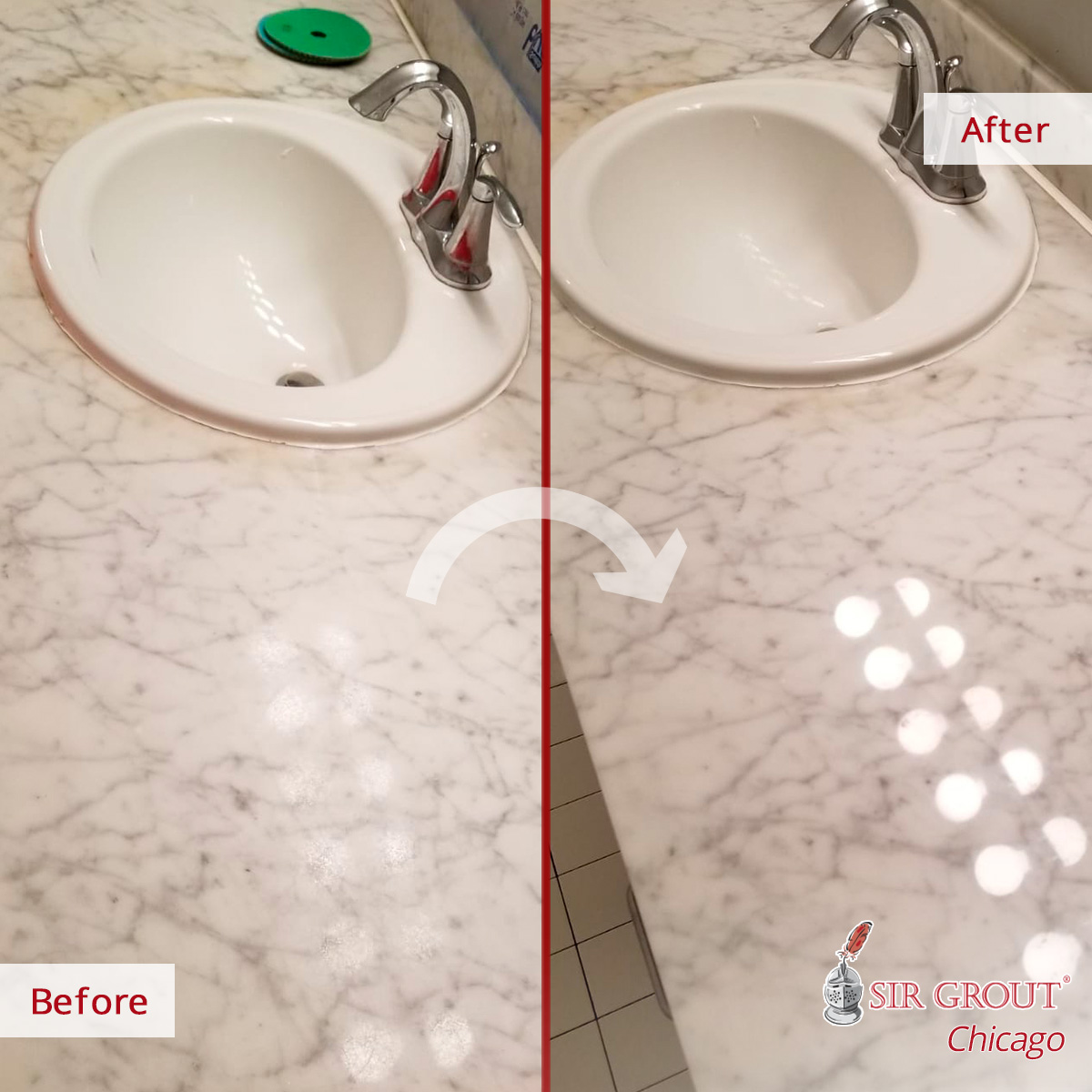 This Marble Vanity Top Looks Radiant After An Oak Park Stone Honing Service