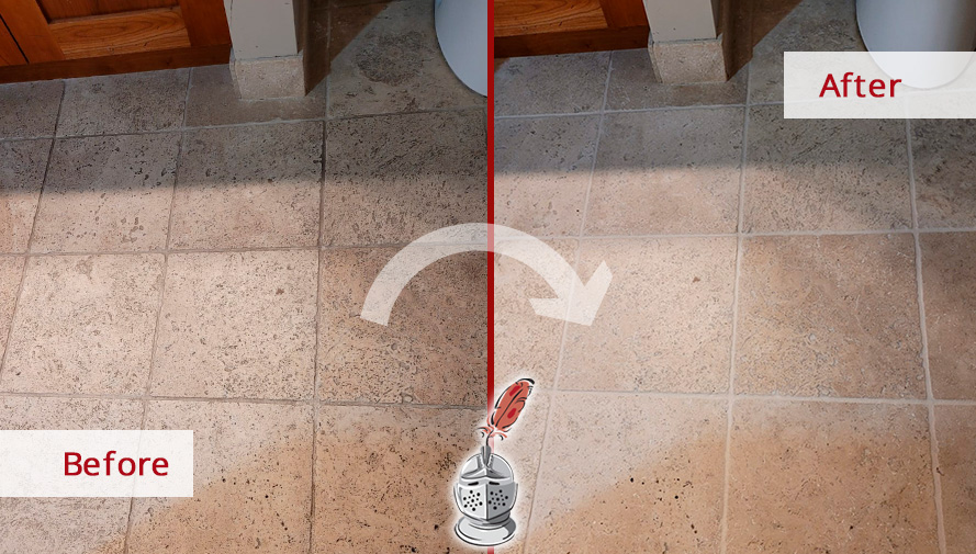 Floor Before and After an Outstanding Stone Cleaning in Lincolnwood, IL