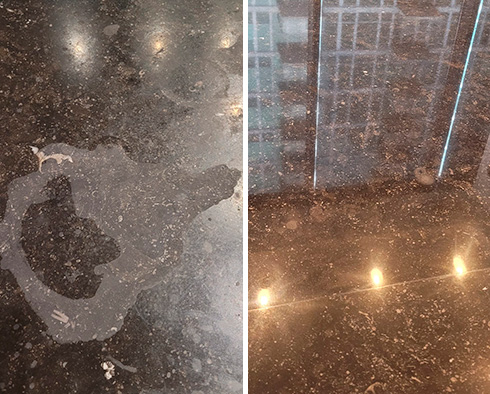 Limestone Countertop Before and After a Stone Polishing in Golden Coast