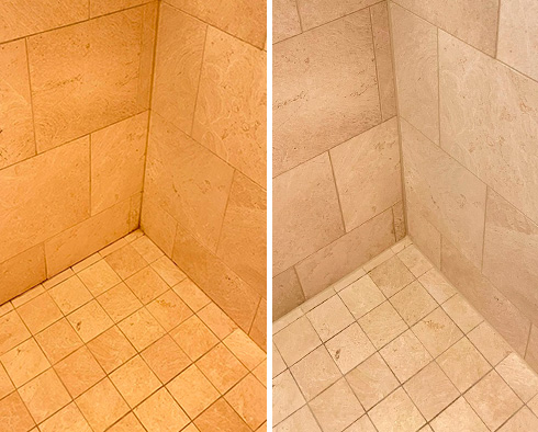 Shower Before and After Our Caulking Services in lakeview, IL