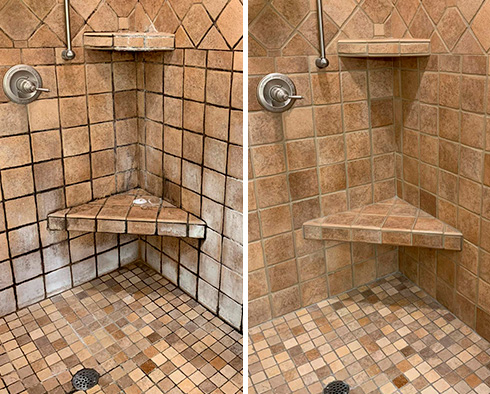 Ceramic Shower Before and After Our Tile and Grout Cleaners in Evanston, IL