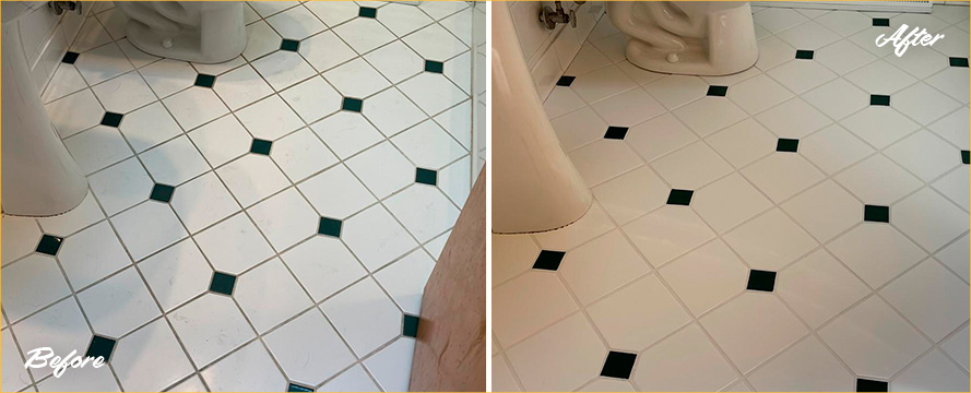 Bathroom Before and After Our Grout Cleaning in Park Ridge, IL