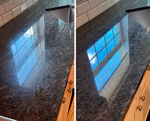 Countertop Before and After a Stone Polishing in Chicago, IL