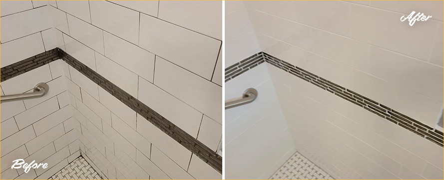 Shower Before and After an Outstanding Grout Cleaning in Avondale, IL