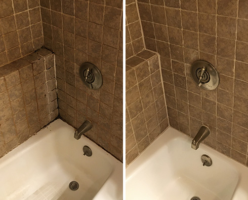 Shower Before and After a Grout Sealing in Avondale, IL