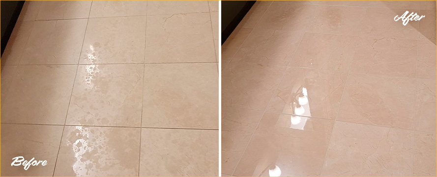 Marble Floor Before and After a Superb Stone Polishing in Lincoln Park, IL