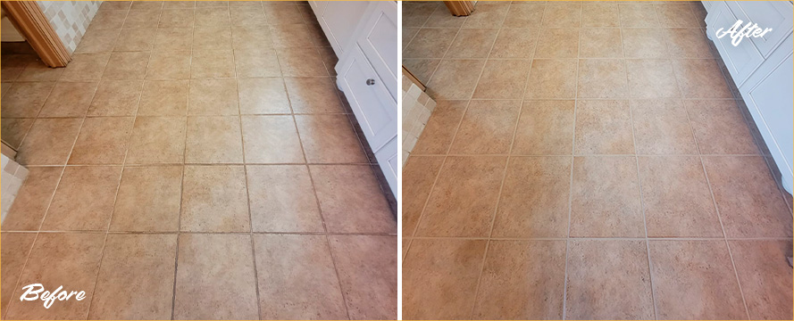 Bathroom Before and After Our Grout Recoloring in Western Springs, IL