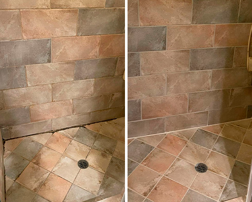 Shower Before and After a Grout Sealing in Chicago, IL