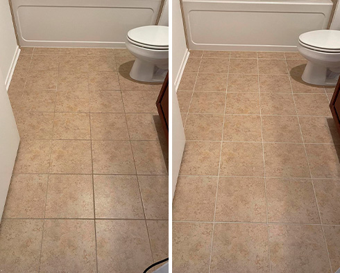 Bathroom Before and After a Grout Sealing in Chicago, IL