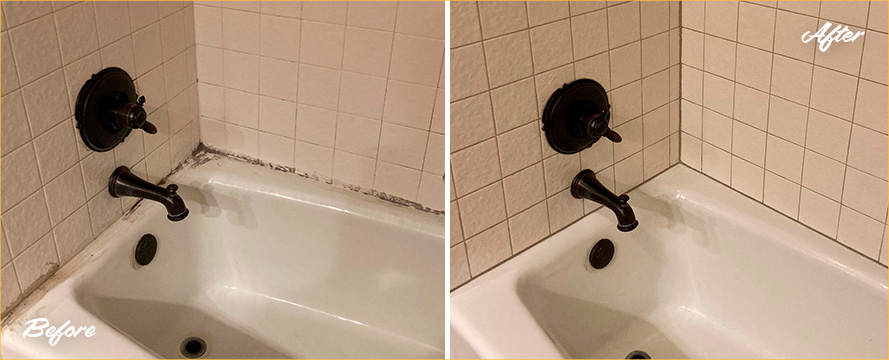 Tile Shower Before and After a Grout Cleaning in Avondale