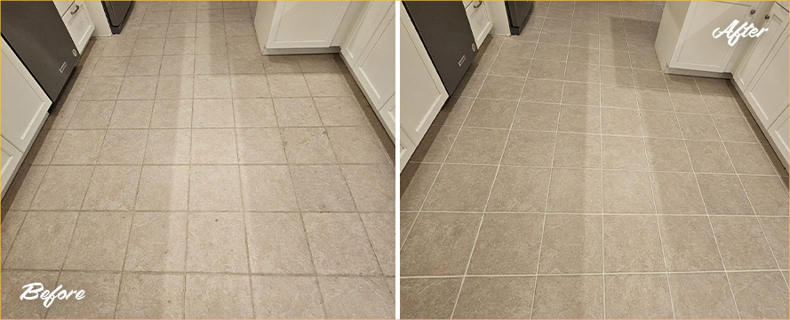 Kitchen Floor Restored by Our Tile and Grout Cleaners in Chicago, IL
