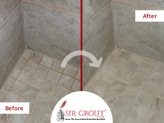 Glencoe Resident Avoids Costly Repairs to his Stained Shower with Grout Recoloring and Sealing