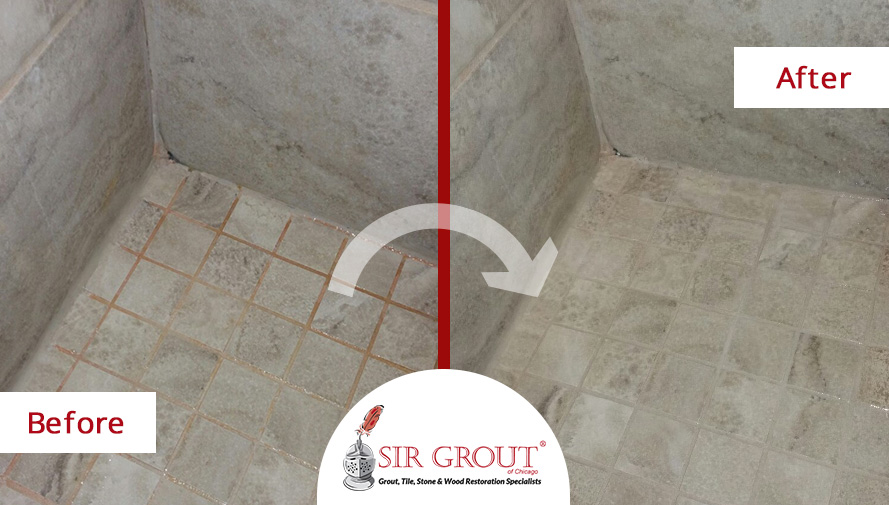 Glencoe Resident Avoids Costly Repairs to his Stained Shower with Grout Recoloring and Sealing