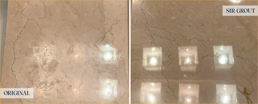 Vanity Top Before and After a Stone Polishing in Lakeview