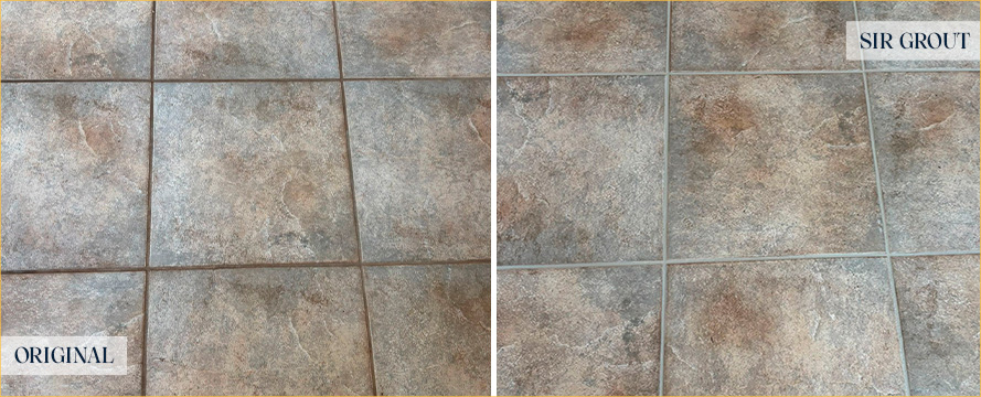 Tile Floor Before and After a Grout Sealing in Lincoln Park