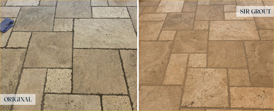 Floor Before and After a Stone Cleaning in Chicago