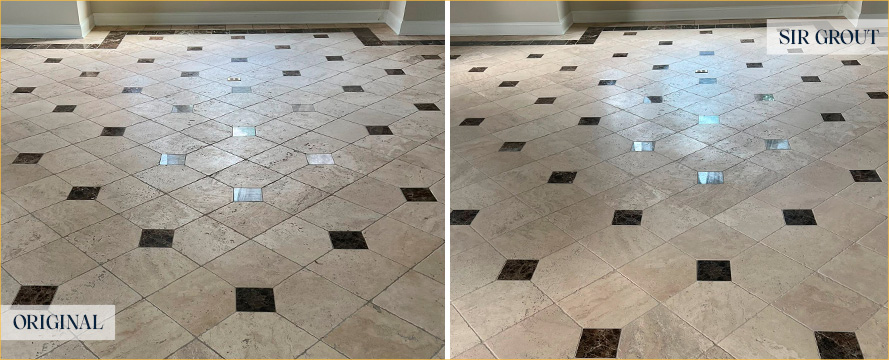 Floor Before and After a Flawless Stone Cleaning in Chicago, IL