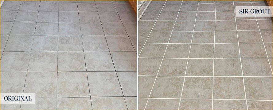 Floor Before and After a Flawless Grout Cleaning in Uptown, IL