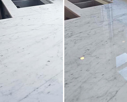 Countertop Before and After a Stone Polishing in Chicago, IL