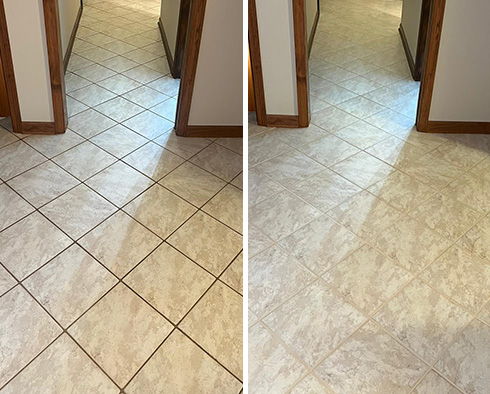 Tile Floor Before and After Our Avondale Grout Cleaning Service