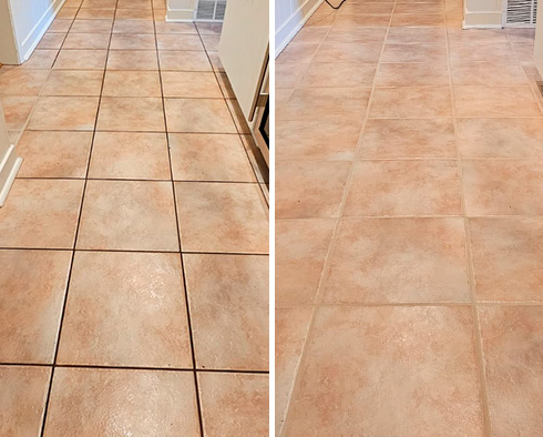 Floor Before and After a Grout Sealing in Lake Forest, IL