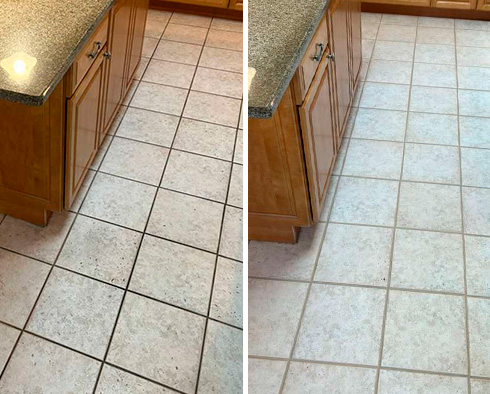 Floor Before and After a Grout Sealing in Avondale, IL