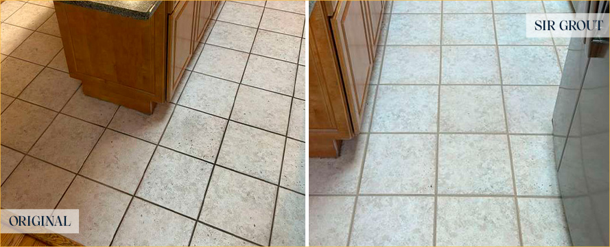 Floor Before and After an Excellent Grout Sealing in Avondale, IL