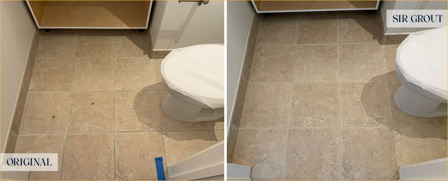 Tile Floor Before and After a Grout Cleaning in Golden Coast