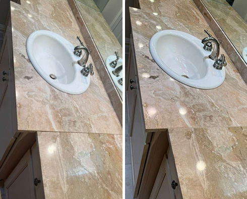Vanity Top Before and After a Stone Polishing in Uptown