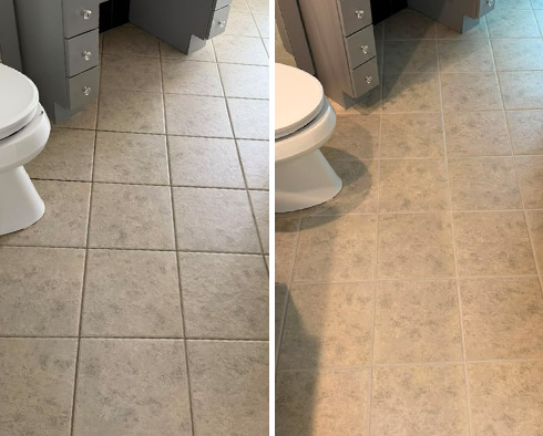 Floor Before and After a Grout Sealing in Avondale, IL