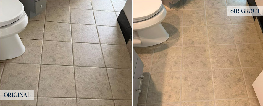 Floor Before and After a Flawless Grout Sealing in Avondale, IL