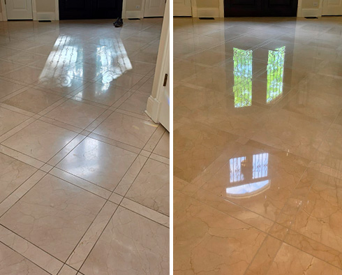 Floor Before and After a Grout Cleaning in Chicago, IL