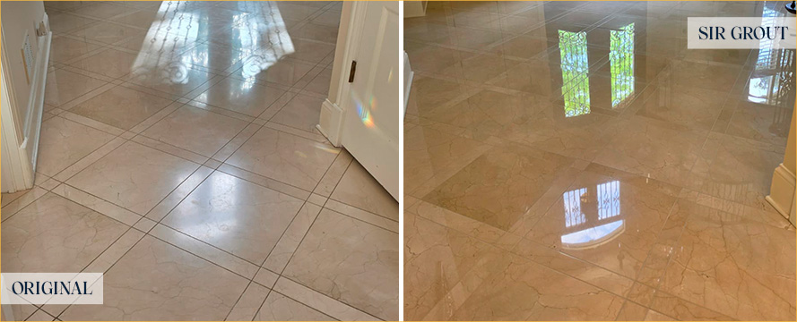 Floor Before and After an Excellent Grout Cleaning in Chicago, IL