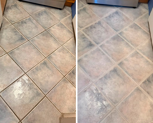 Floor Before and After a Grout Cleaning in Chicago, IL