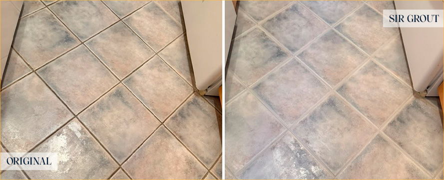 Floor Before and After an Excellent Grout Cleaning in Chicago, IL
