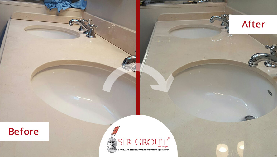 Before and After Picture of a Honing and Polishing Service in Lincoln Park, IL