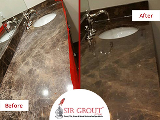 Before and After Picture of a Marble Stone Polishing Service in Chicago